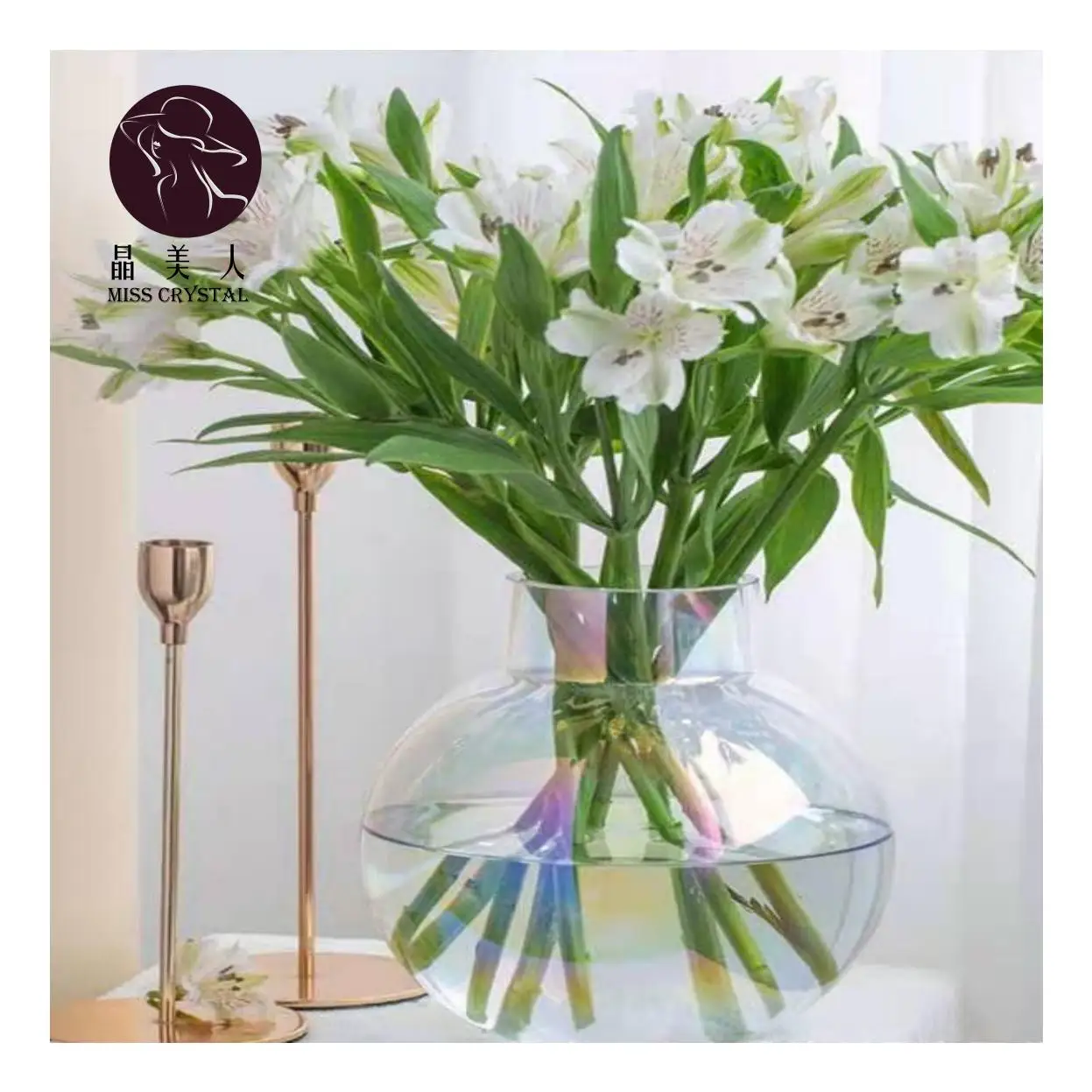 Simple Nordic style Ball Shape Smooth Glass Vase Modern style Clear Glass vase for Wedding and Home Decoration