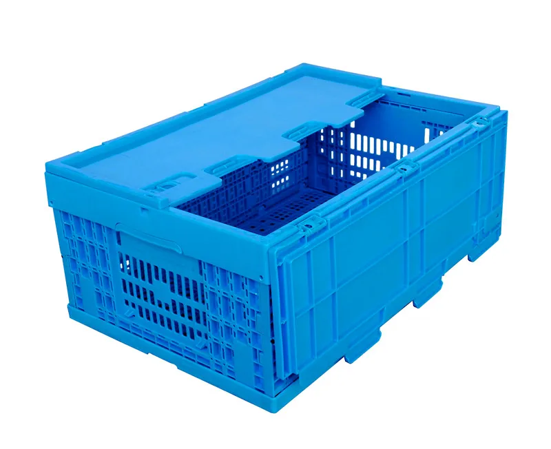 ENLIGHTENING-PLAST Customised Plastic Foldable Container Box with Lid, Sale Folding Closed Stable Plastic Moving Crates