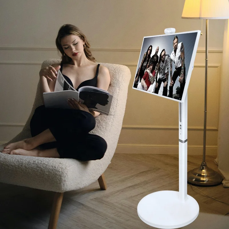 32 Inch Rotating Interactive Display Moving Portable Floor Standing LCD Touch Screen Smart TV