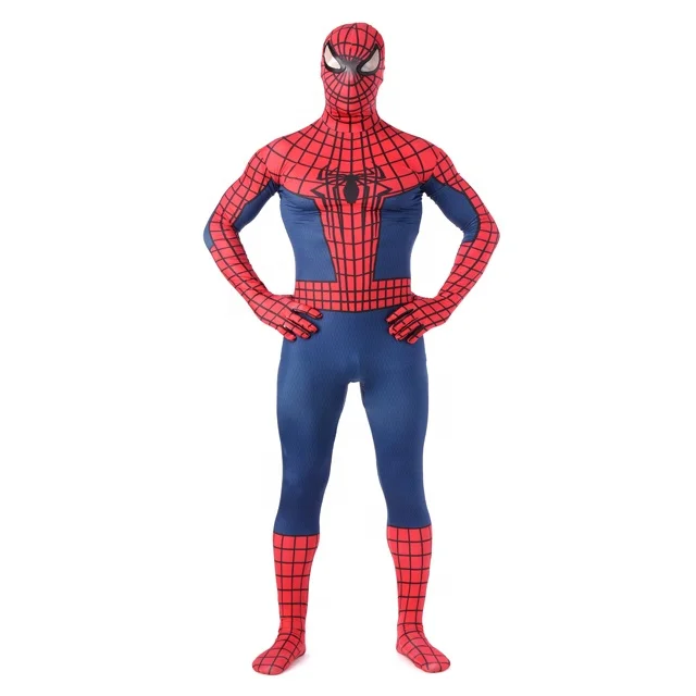 Newest Design Adult Men Comic Spiderman Bodysuit Spider Web Jumpsuit Breathable Zentai Catsuit for Halloween Christmas Cosplay