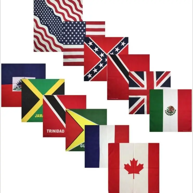Factory Wholesale Magic National Flags Printed Cotton Kerchief Bandana Multi-Function Sports Bandana Custom All World Flag