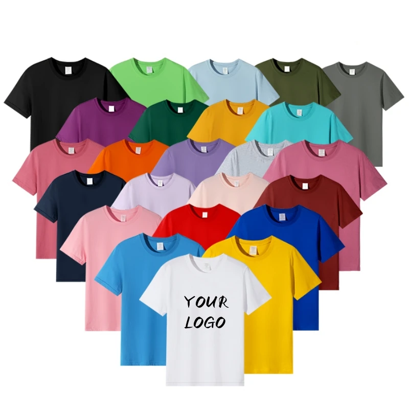 High Quality Cotton Blank Plain Tee Shirt Custom Graphics Print Embroidery logo Custom T shirt