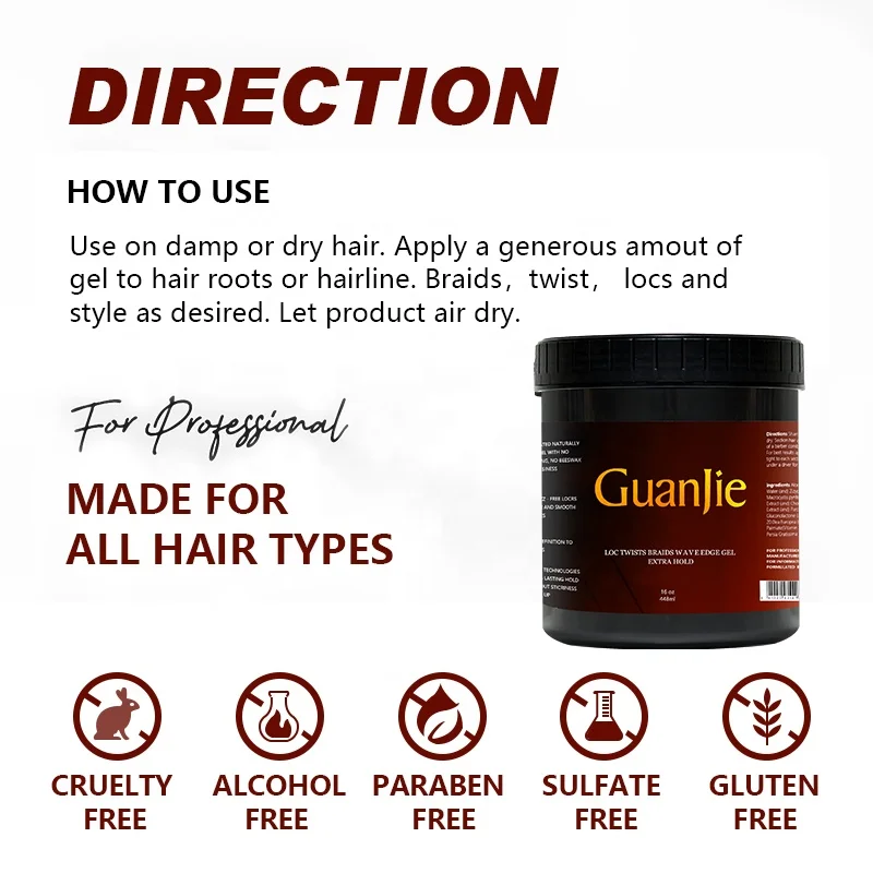 New Arrival edge control SALON SIZE 4c Organic Conditioning hair braiding gel edge control braid loc n gel 16 oz