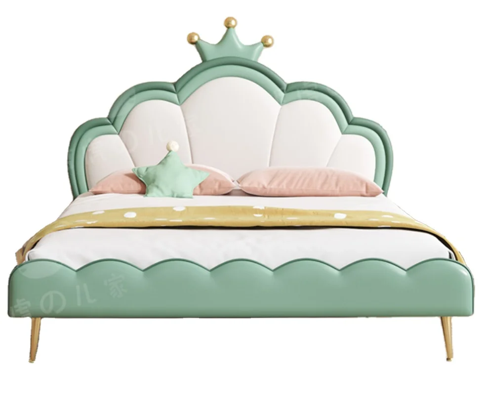 Kids Solid pu Leather Kids Children platform kids children boy and girl bed frame