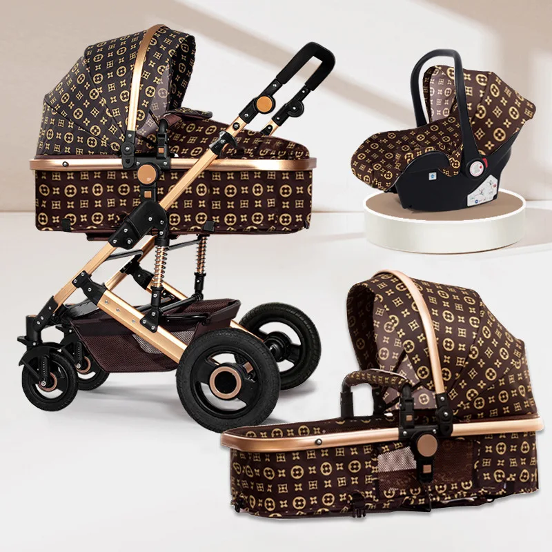 High landscape baby carriage can sit and lie down, lightweight folding and shock absorption baby stroller