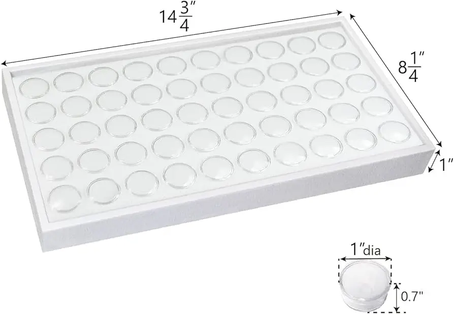 50 White Foam Gem and Bead Storage Jars Showcase Stackable Display