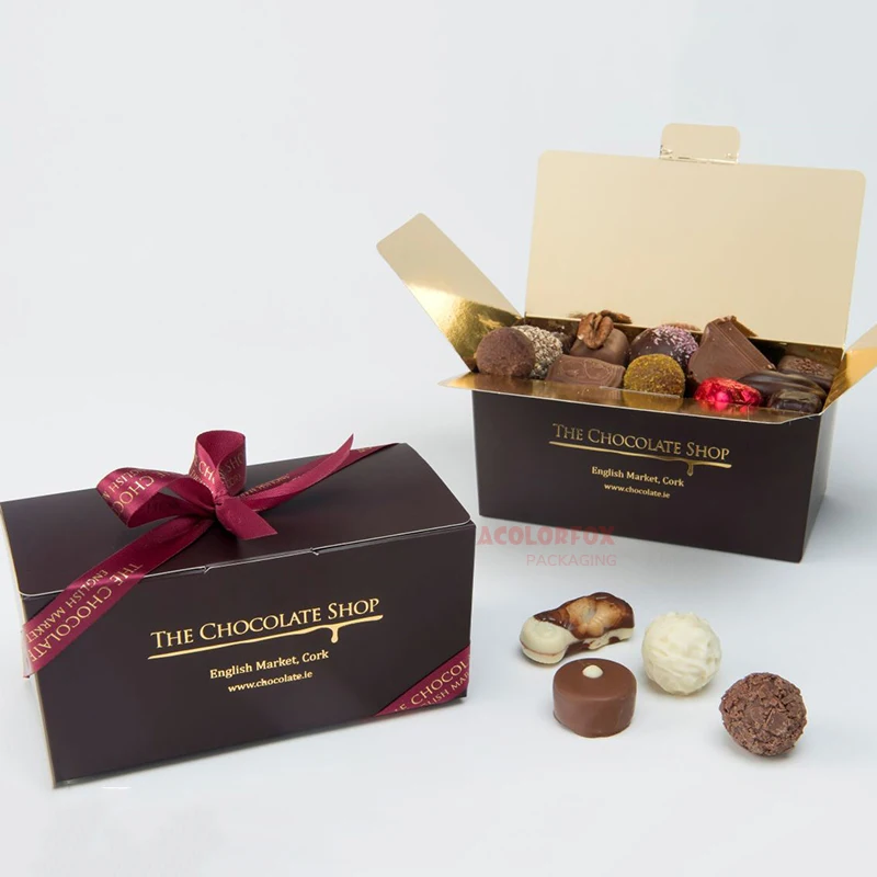 Full Printing Easy Assemble Empty Chocolate Truffle Boxes Black Chocolate Christmas Gift Box