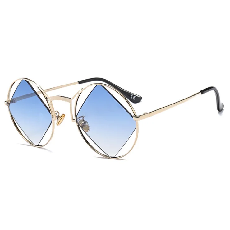 Retro Round Sunglasses Women Men Fashion Steam punk Vintage Rhombus Sun Glasses Girls UV400 lunette de soleil femme G18034