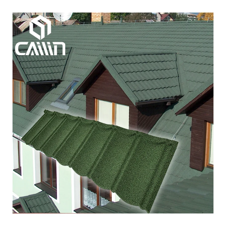 High Quality Alu-Zn Stone Metal Coating Roof Tiles and Colored Metal Stone Chips Roof Tiles 0.2mm-0.58mm Steel Thickness