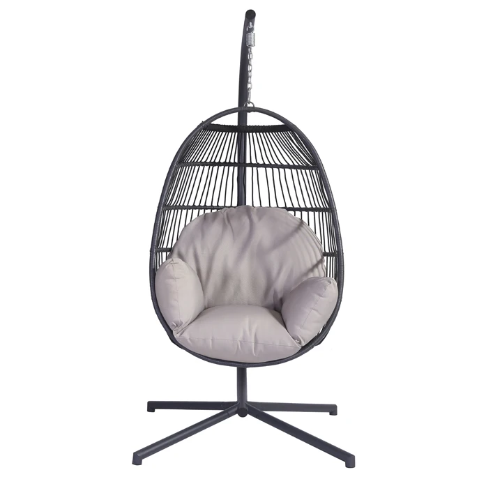 Hot Selling Outdoor Patio Furniture Garden Balcony Foldable Egg Shaped Mail Packing Rattan Rope Basket Hanging Swing Chair