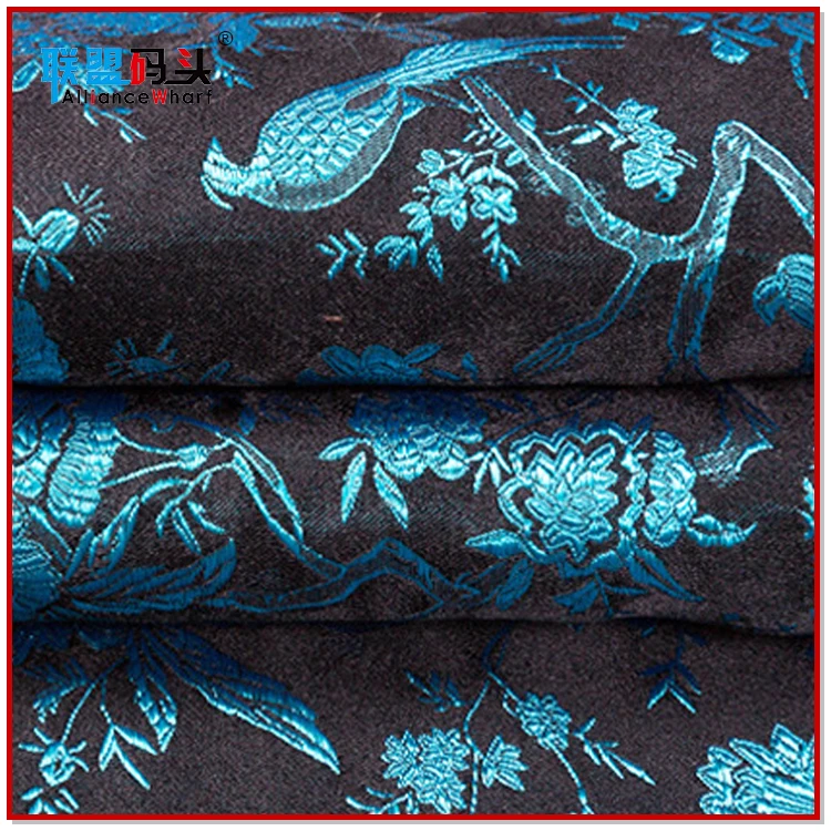 Unique Design Bird Flower Pattern Imitation Silk Brocade Satin Dress Jacquard Fabric For Ancient Cheongsam Tang Suits