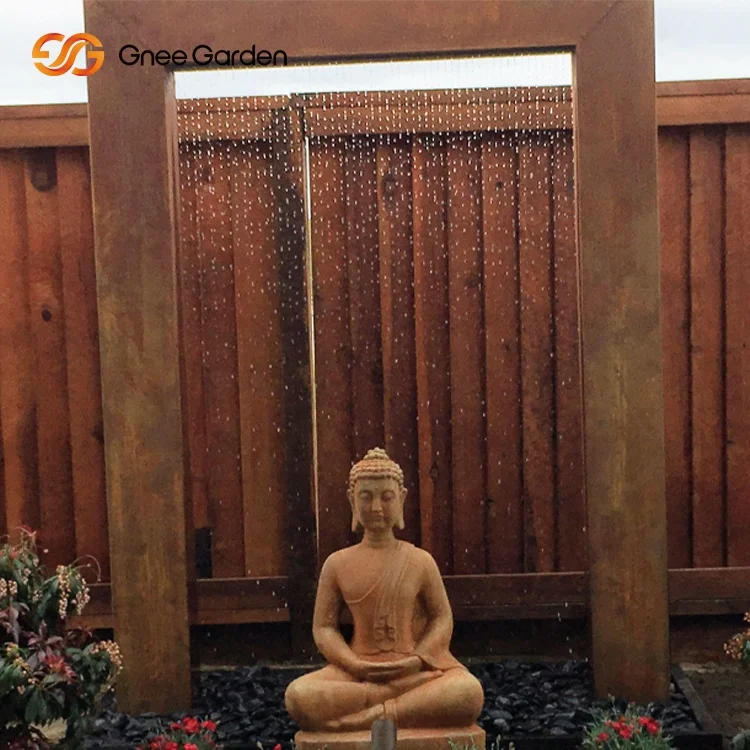 Customize Decoration Garden Water Cycling Modern Metal Rain Curtain Corten Steel Water Feature