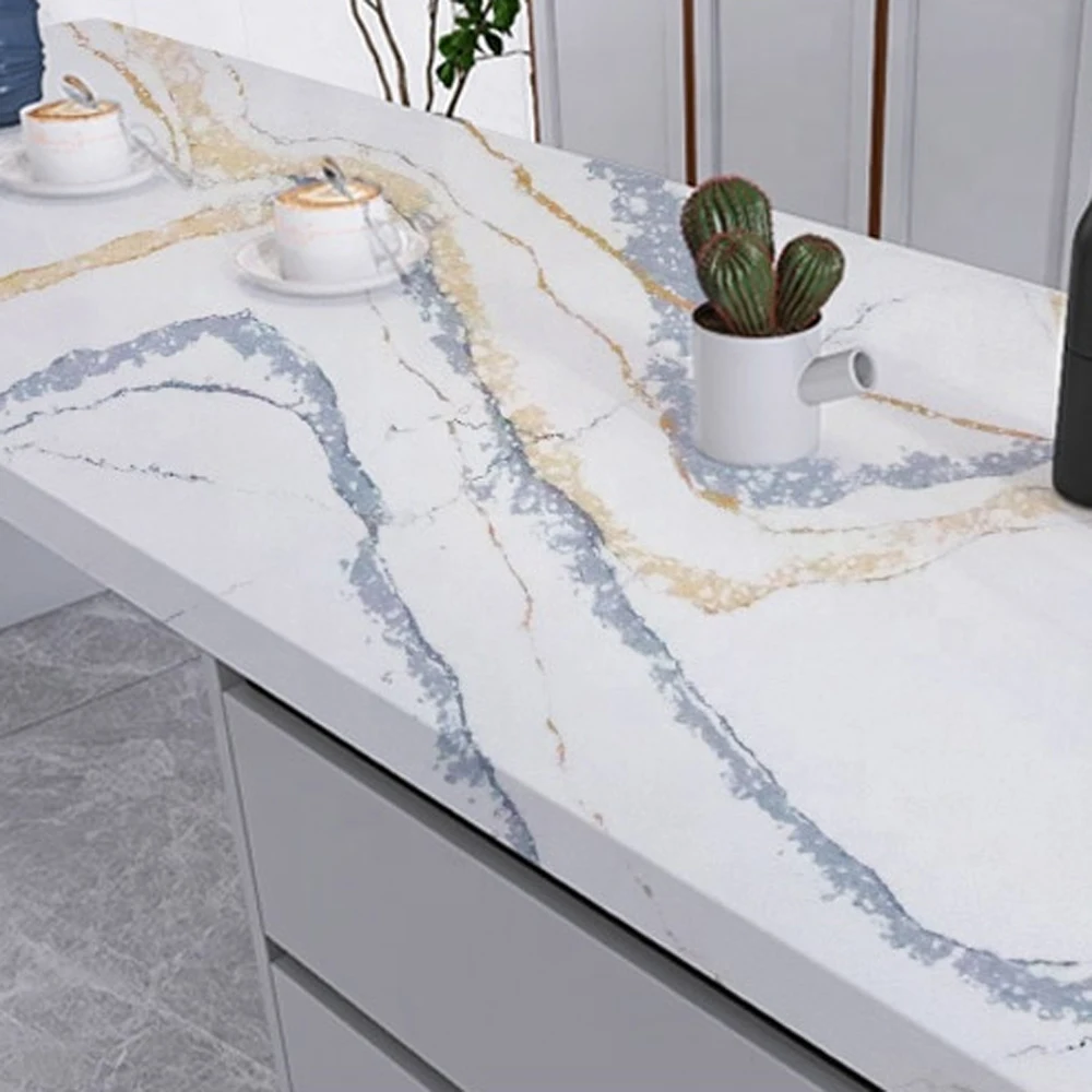 Factory Outlet countertop faux stone panels calacatta quartz for stone island in house decoration