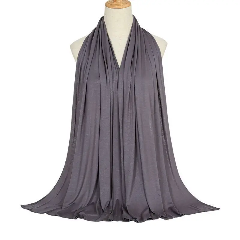 New Arrival Models Light Cotton Soft Lady Long  Hijab Scarf For Woman Supplier Of  Elastic Monochrome Silk Hijab Scarf