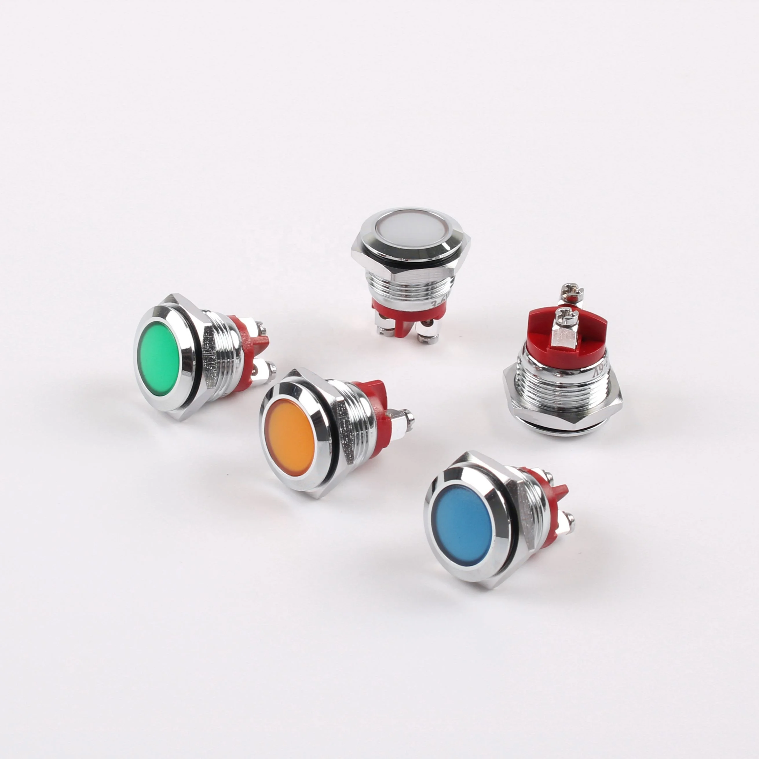 16mm metal  indicator LED high light bead screw pin 2-pin waterproof power signal lamp 3v6v12v24v110v220v