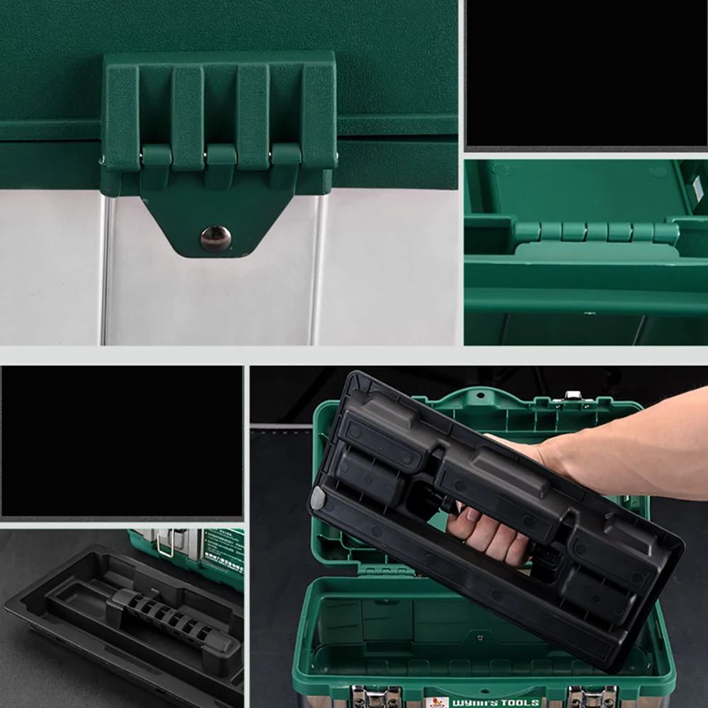 ABS 14-19 Inch Portable Tool Bag Plastic Tools Box with Steel Plate
