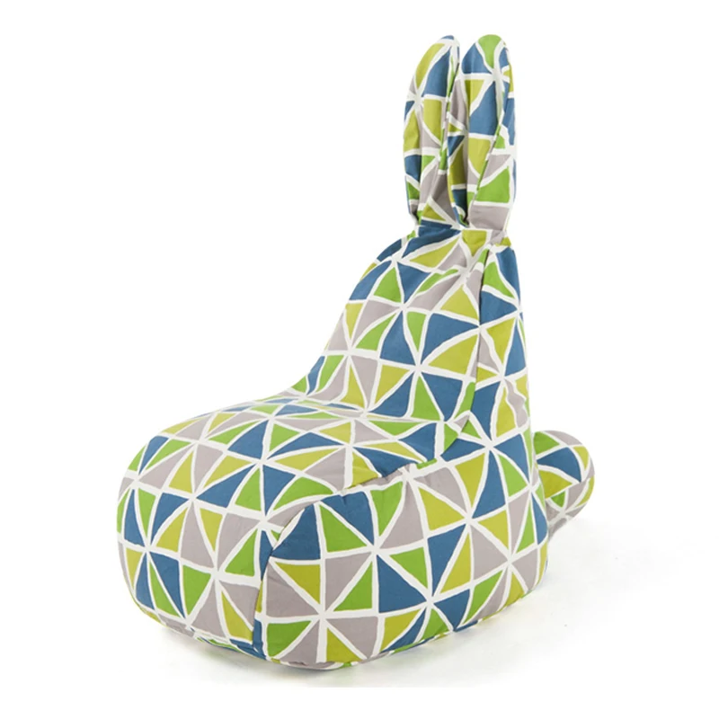 Customized Kid Bean Bag Chair High  Rabbit Shape Norway Canvas Fabric Size S Cover Only