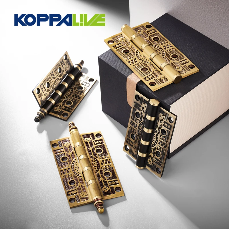Koppalive fancy square corner automatic closure butt bearing hinge bathroom brass wooden door spring loaded hinges