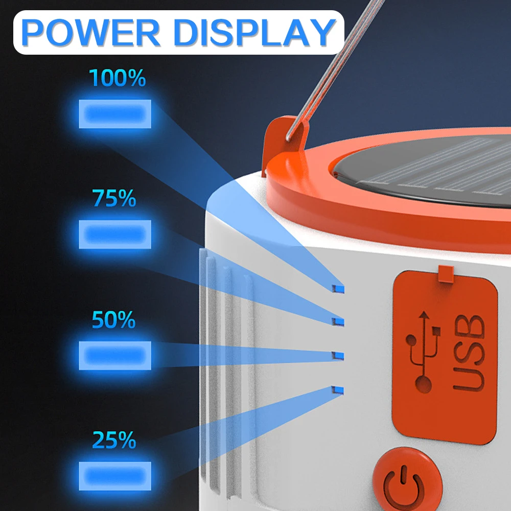 80000LM Solar Lantern Light Outdoor Night LED Bulb Lamps 5 Modes USB Solar Portable Tent Lamp Emergency Camping Light