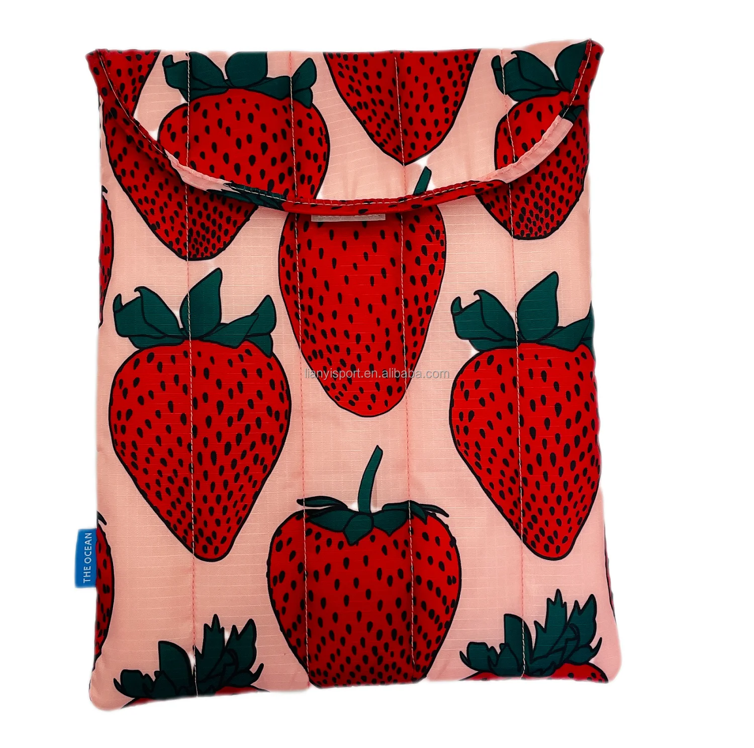 Custom Strawberry Printing Puffy Laptop Sleeve Cute Carrying Case Laptop Cover for MacBook Padded Laptop Pouch