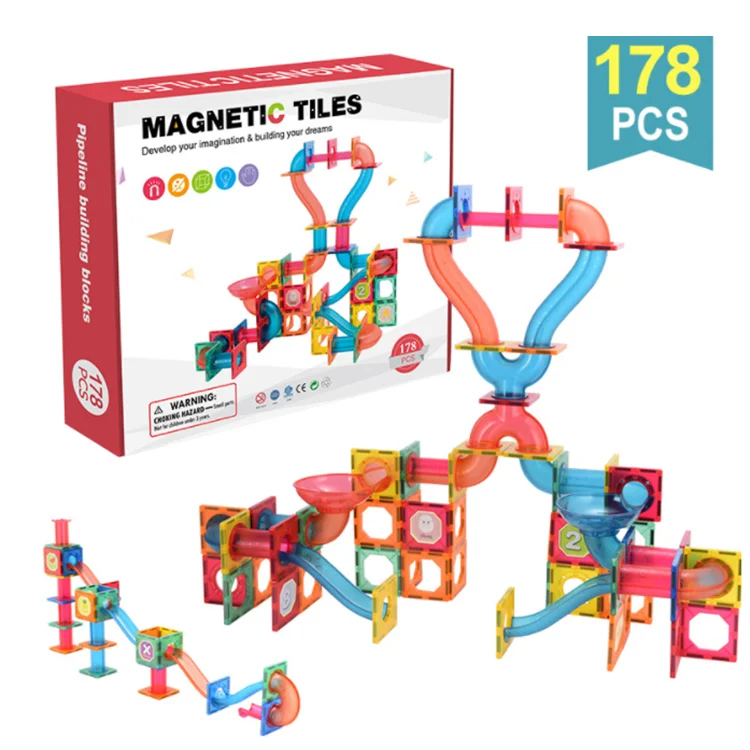Balin Cheap Sale Home Learning Marble Run Building Tiles Blocks Magnetic Tiles Marble Run 178pieces for Children