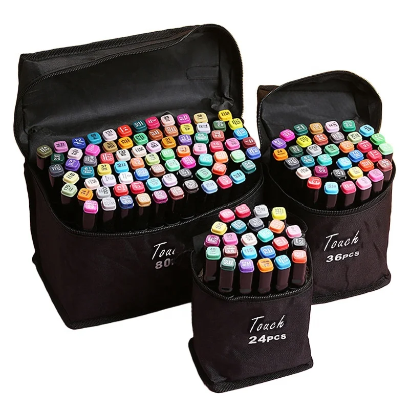 Premium 80Color Marker Pen Set with Nylon Bag for Children s Handpainted Artwork DoubleHeaded Watercolor Pen Kit
