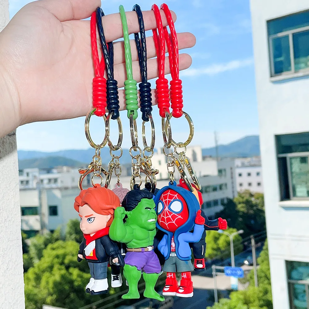 6 styles of cartoon Marvel PVC keychain The Avengers doll fashion pendant Captain thor Iron man Spider Man