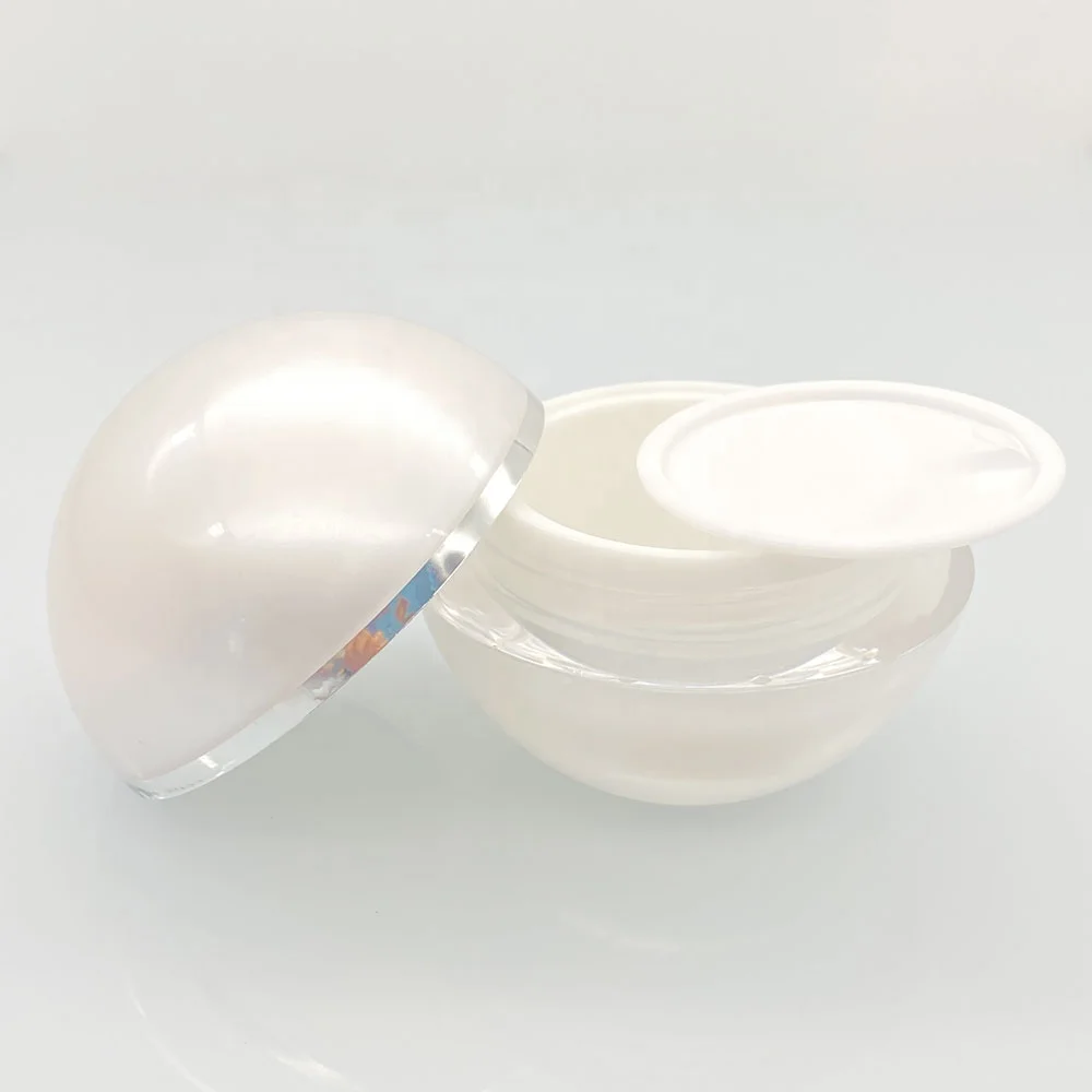 15ml 30ml 50ml Pearl White Empty Acrylic Jar Ball Shape Face Cream Jars Lip Balm Ball Container Acrylic Cream Container Jar
