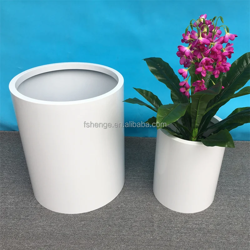 Garden supplies decor indoor white flower pot tall metal floor vase large pots for outdoor plants