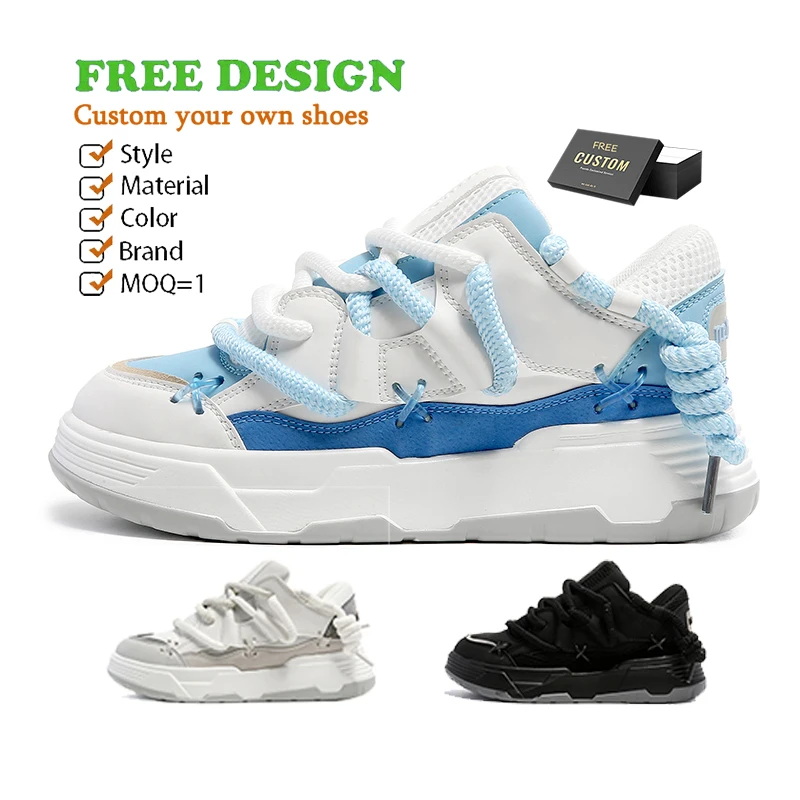 custom Brand Leather Shoes With Logo Branding Rubber Shoes Fashion Sneaker Custom Made chunky Skate Dad Shoes