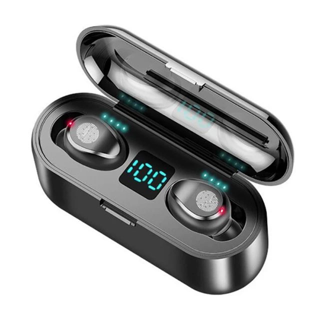 UUTEK Top2 headphones F9-8 Wireless Earbuds Earphone With Power bank Charging Sports Gaming Headset With LED Display headphone