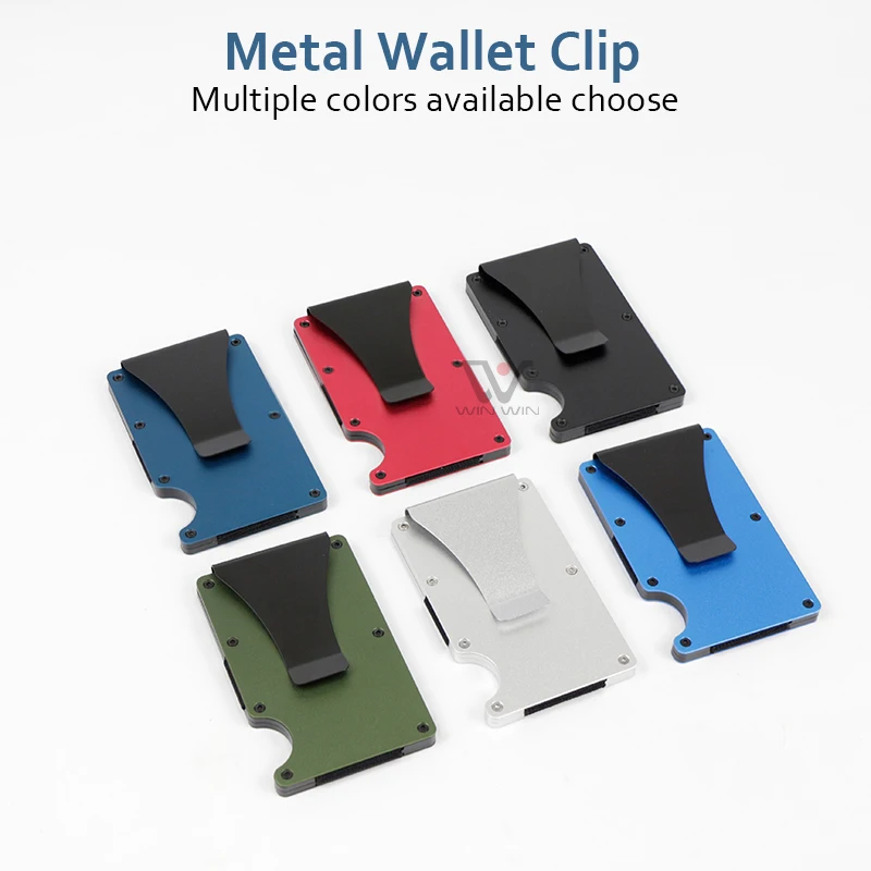 Metal Aluminum Custom Business Card Holder Money Clip Wallets For Men