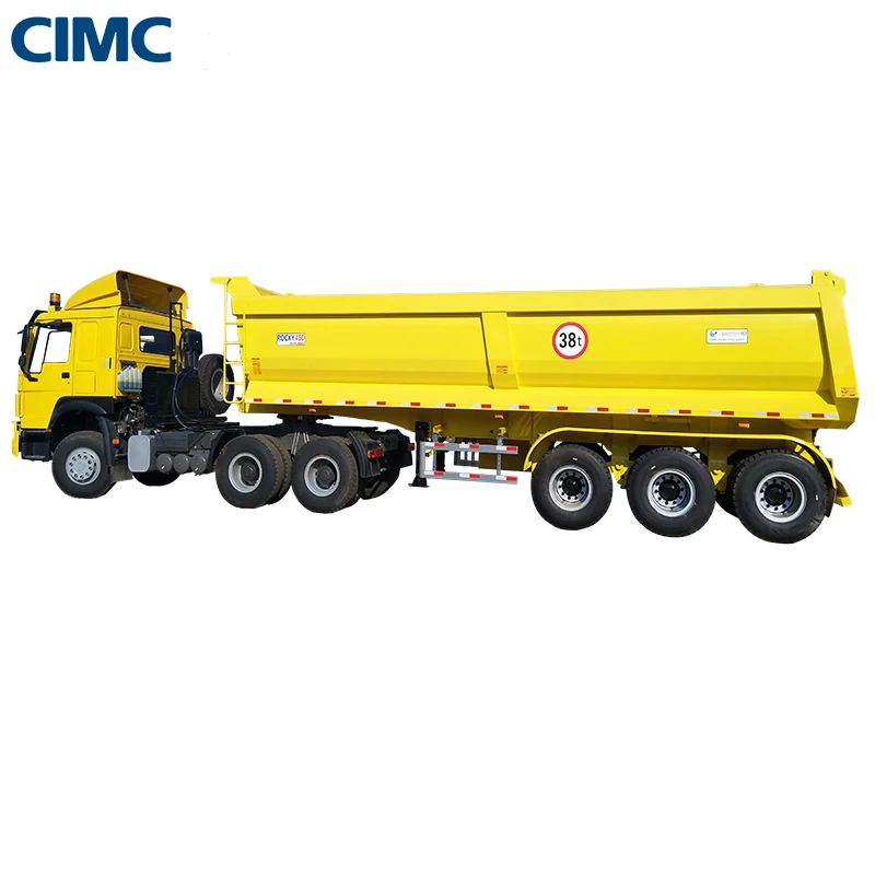 CIMC  Hydraulic cylinder 3 Axles U type  30cbm 38 tons End Dump Trailer Tipper Semi Truck Trailer for sale