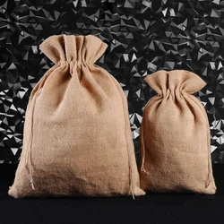wholesale cheap jute bag cocoa beans linen gift packaging drawstring bag