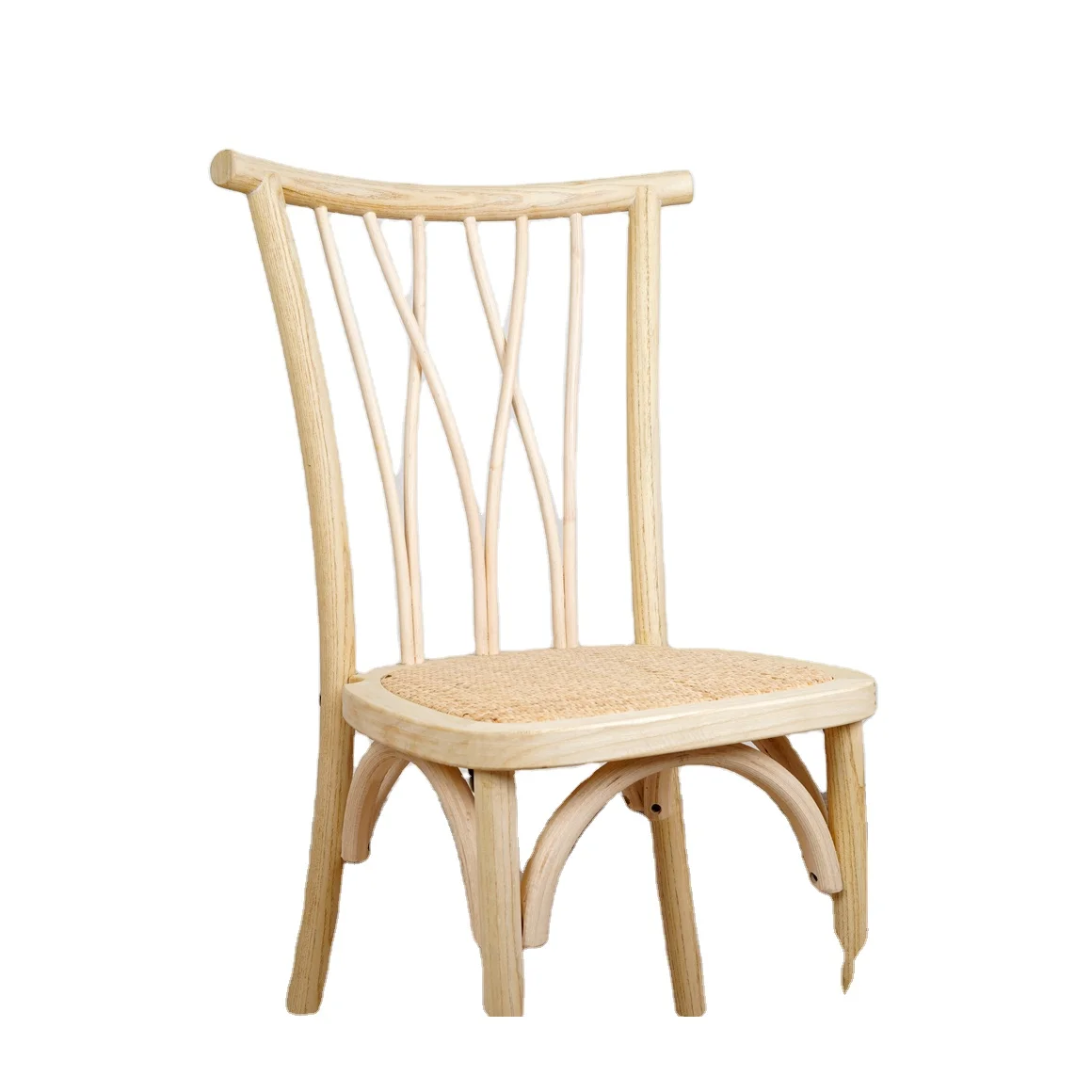Rustic Classic Banquet Party Wedding Event Botanica Chair Wooden Cross Back Chair Rattan Dining Chair