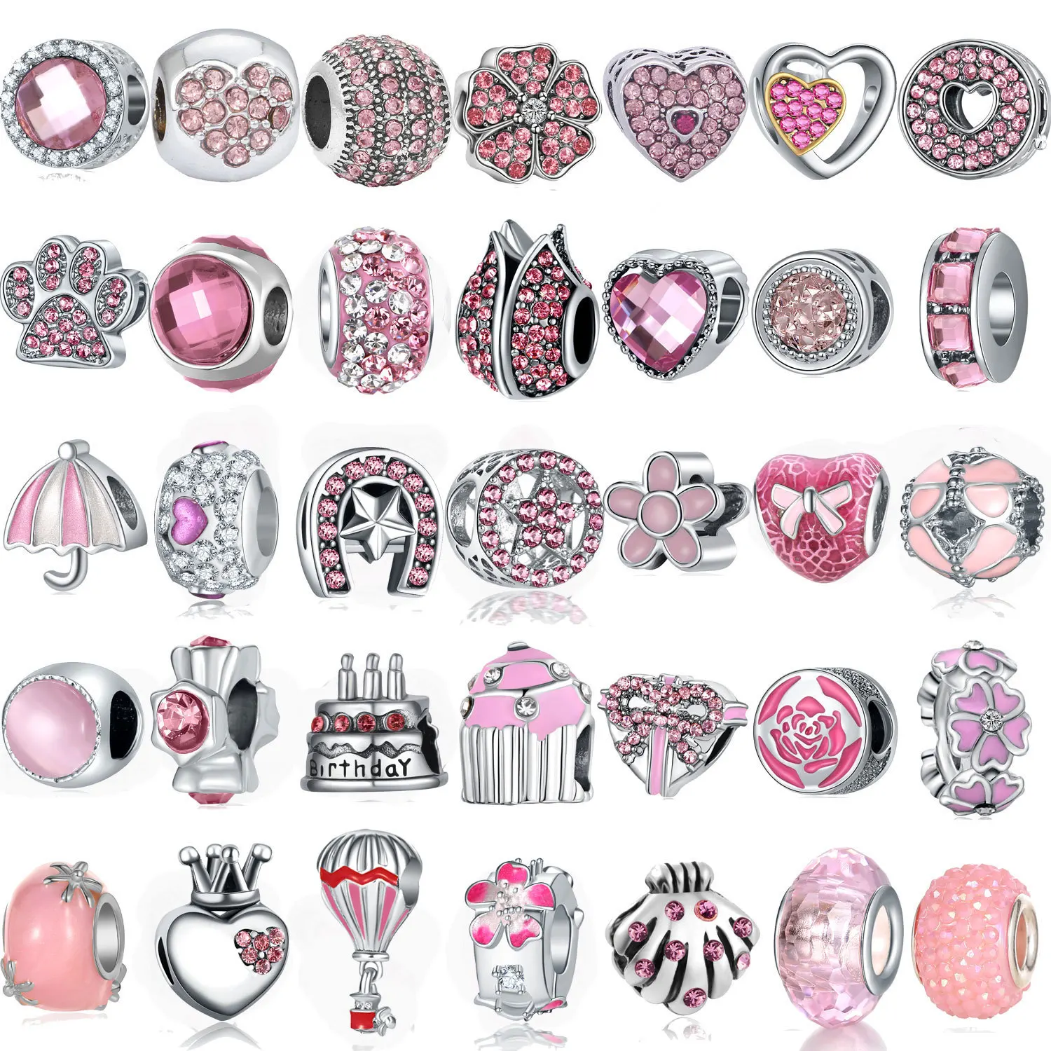 YANYE Pink Sweet Diamond Scattered Braided Girly Heart String Bracelet Wholesale DIY Jewelry Accessories Pendant Metal Beads