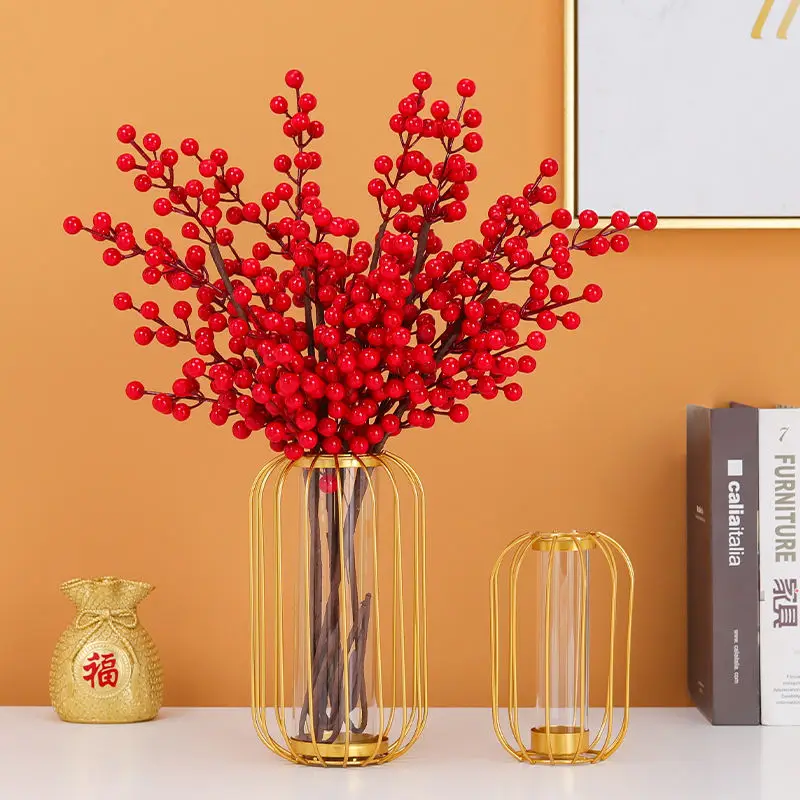 Amazon Hot Sale Metal Lantern Frame Flower Glass Vase Decoration Accessories Luxury Metal Wire Flower Vase