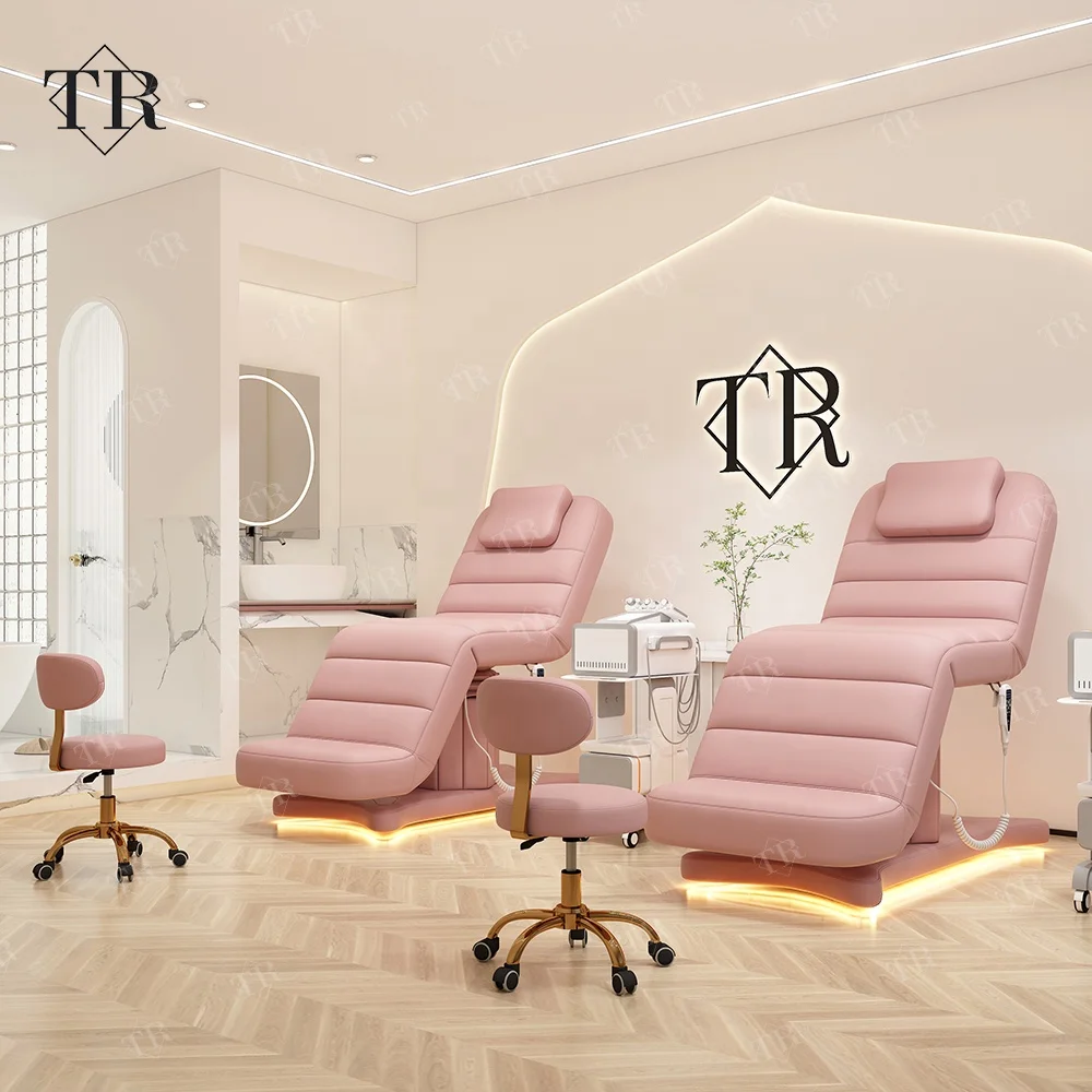 Turri Salon Furniture Cosmetic Bed Beauty Spa Massage Table Facial Chair Bed Electric Foldable Orange LED Modern Customizable