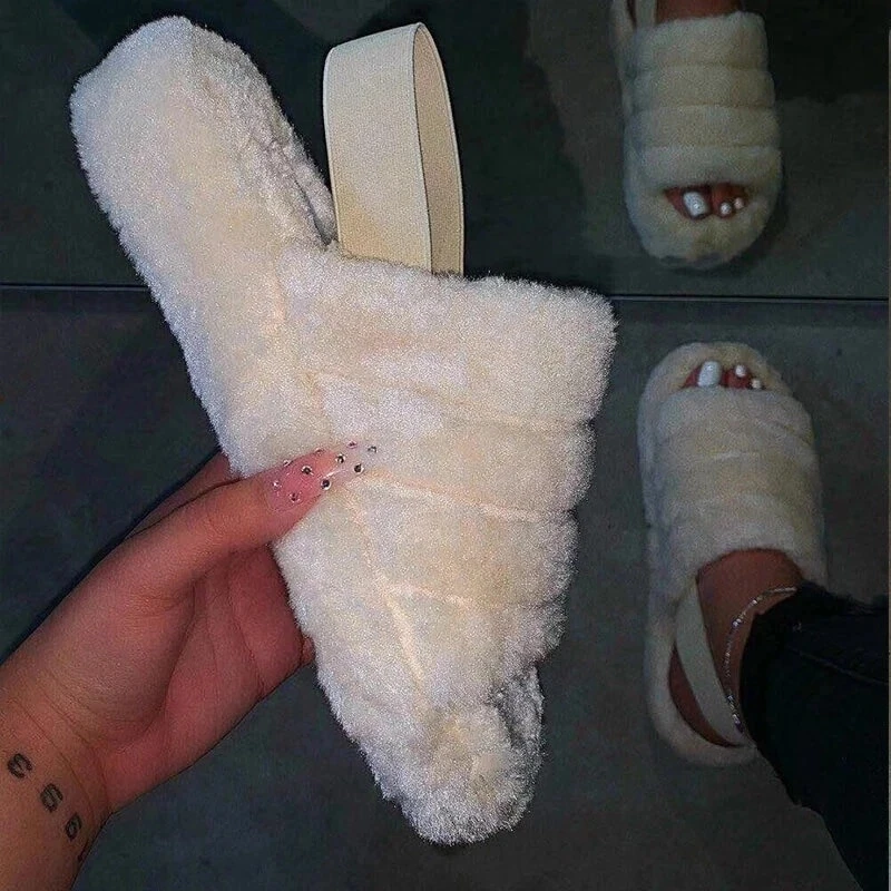 Factory Wholesale Winter Sheepskin Slippers Lamb faux Fur Slippers For Women