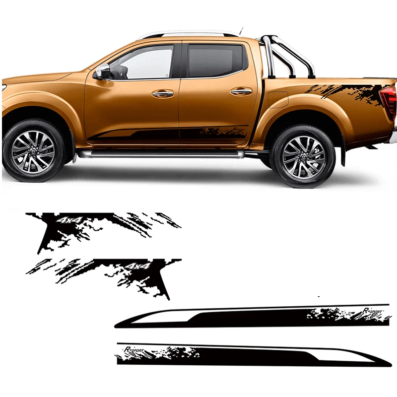 Автомобильные наклейки YCSUNZ для NAVARA NP300 2014-2020 графические виниловые на боковую дверь кровать Акула полоски могут быть изготовлены по индивидуальному
