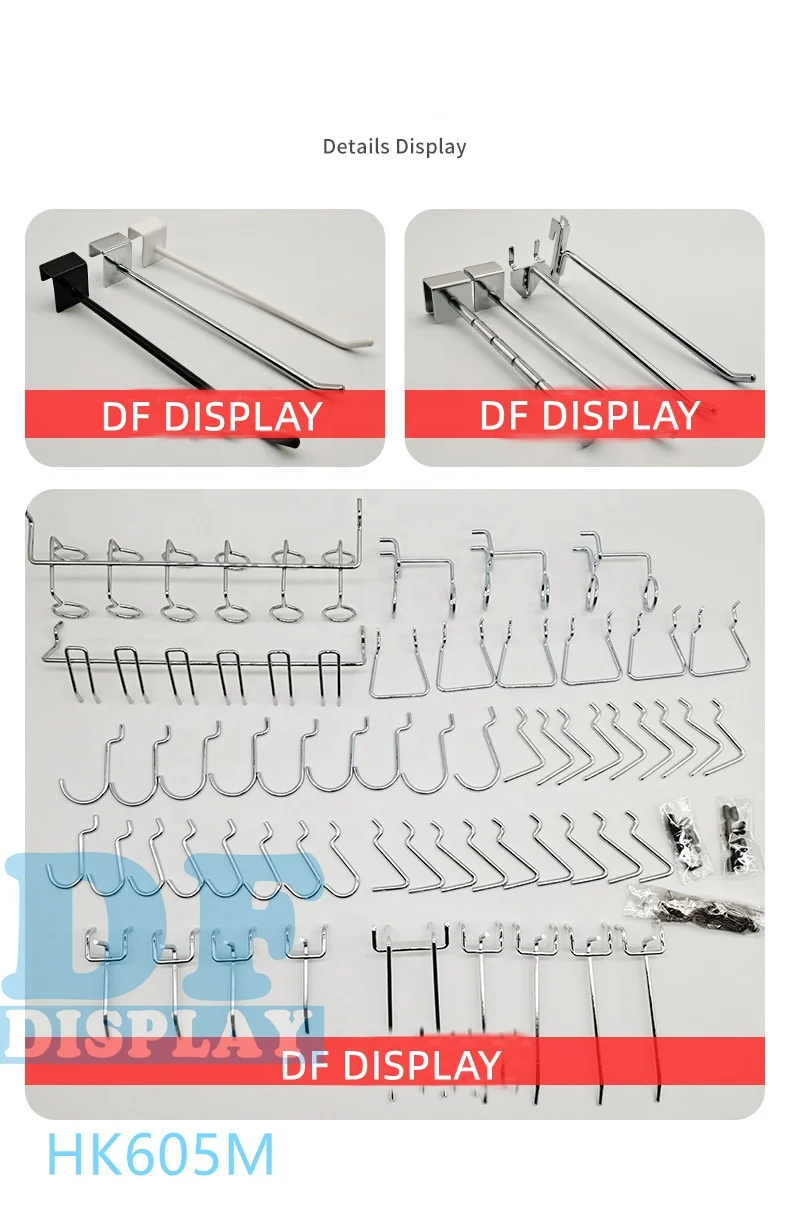 Stainless steel metal wall panel hooks for garment retail slat wall panels display hooks for clothing garments bra