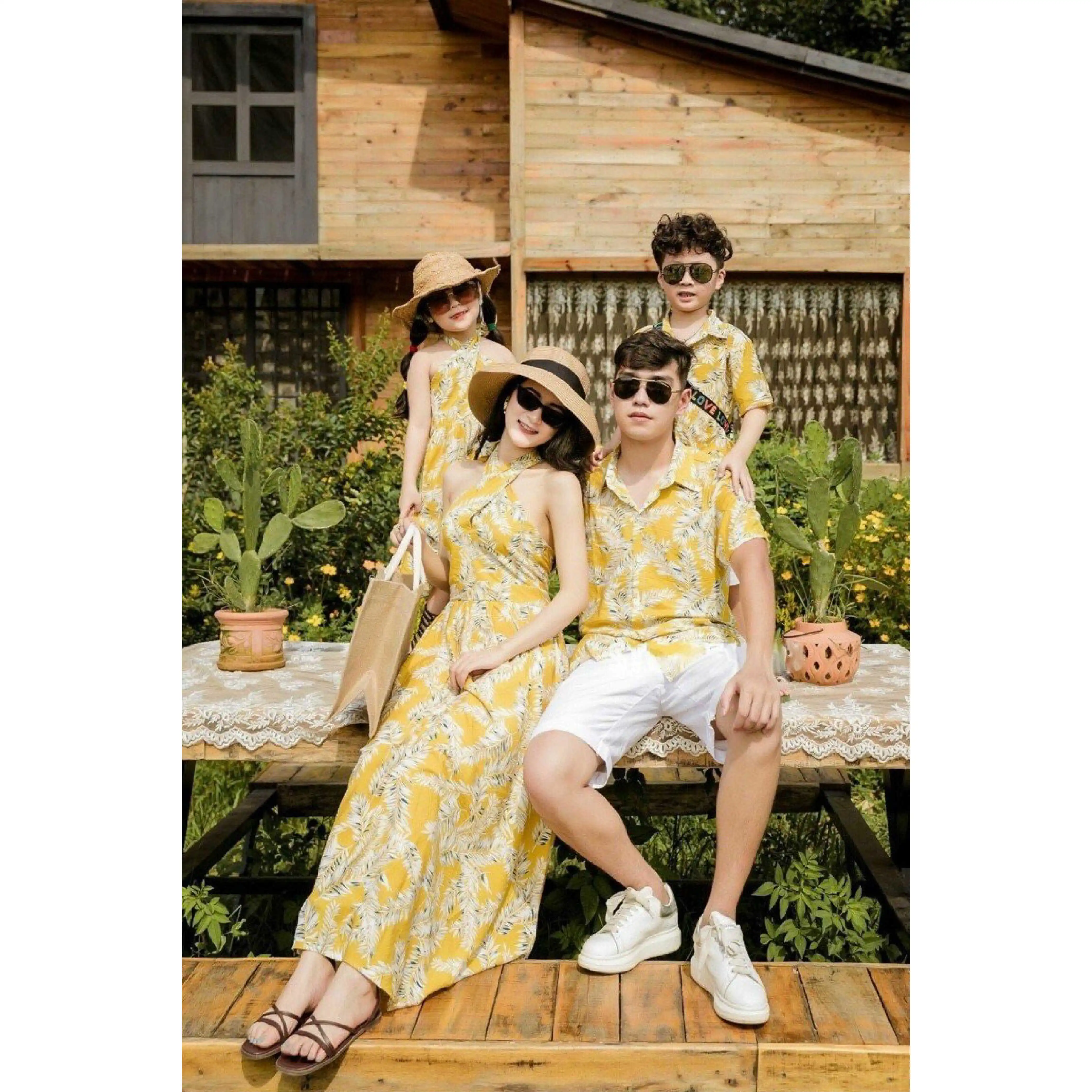 Sahulu Fashion - Tropical Yellow Family Set Best Material Export From Vietnam