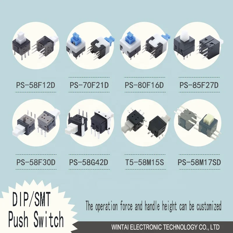 Wintai-tech PS-58M17S latching push button switch smd push button on off switch smd push button