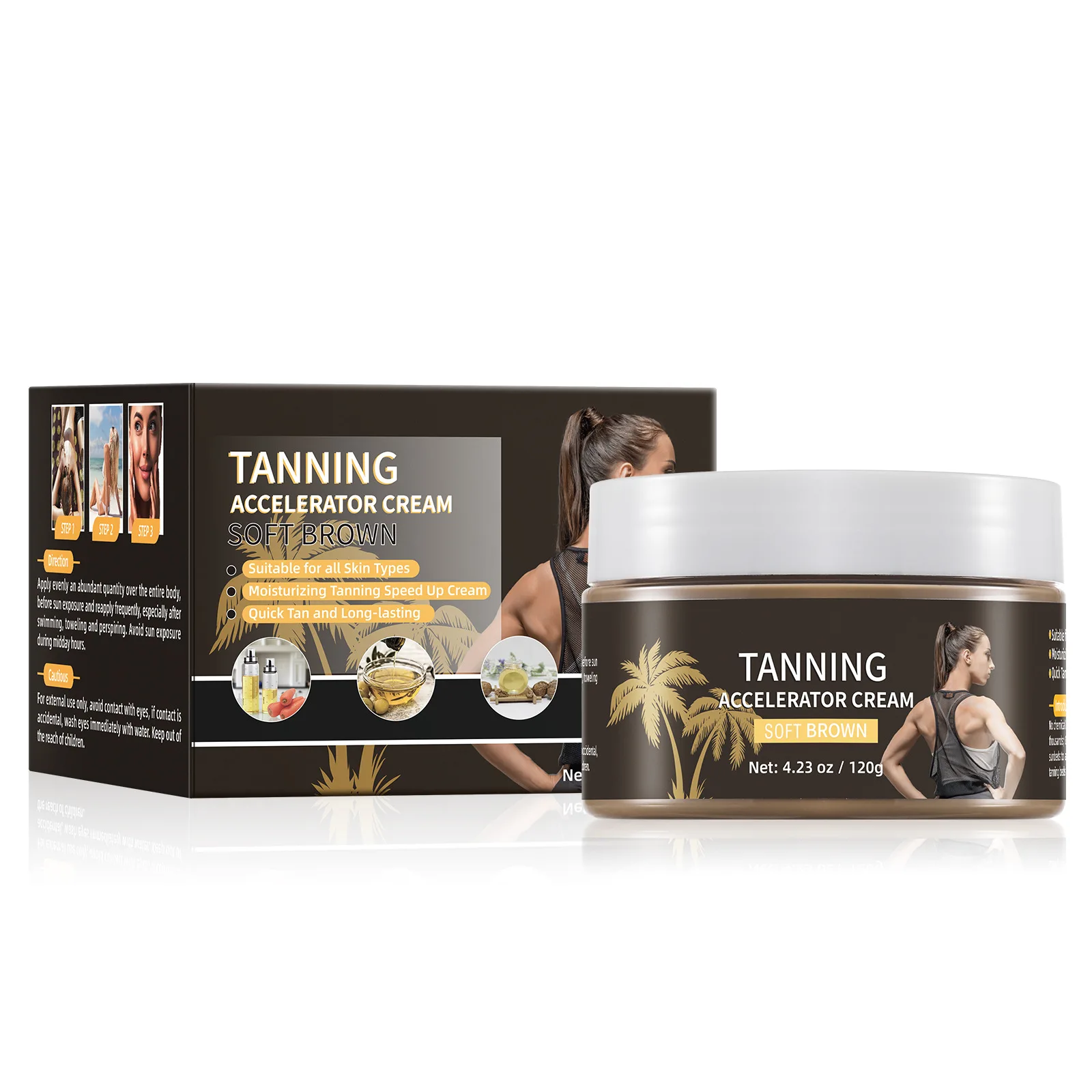Custom Organic Self Tanner Natural Tanning Cream Dark Sun Intensive Tanning Accelerator Gel OEM ODM  High quality tanning cream