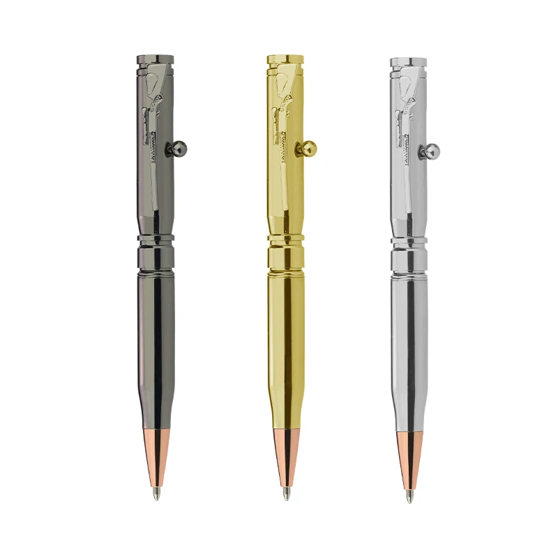  Gun Metal Bolt Action Bullet Shaped Ballpoint Ink Pen with Rifle Design