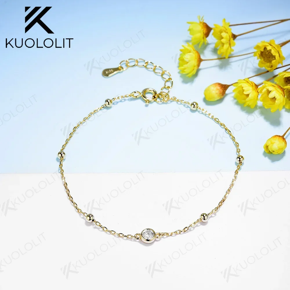 Kuololit Lab Grown Diamonds Bracelets for Women Men 18K 14K Solid Gold 925 Silver for Engagement Party Trendy Christmas Gifts