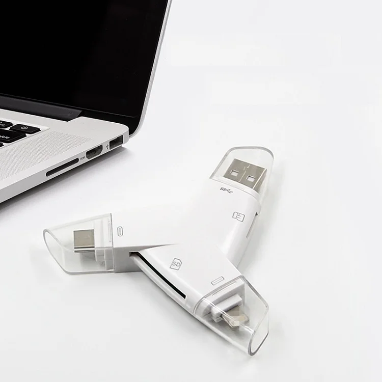 3 в 1 Многофункциональный кардридер для освещения/Type-C/USB со слотом