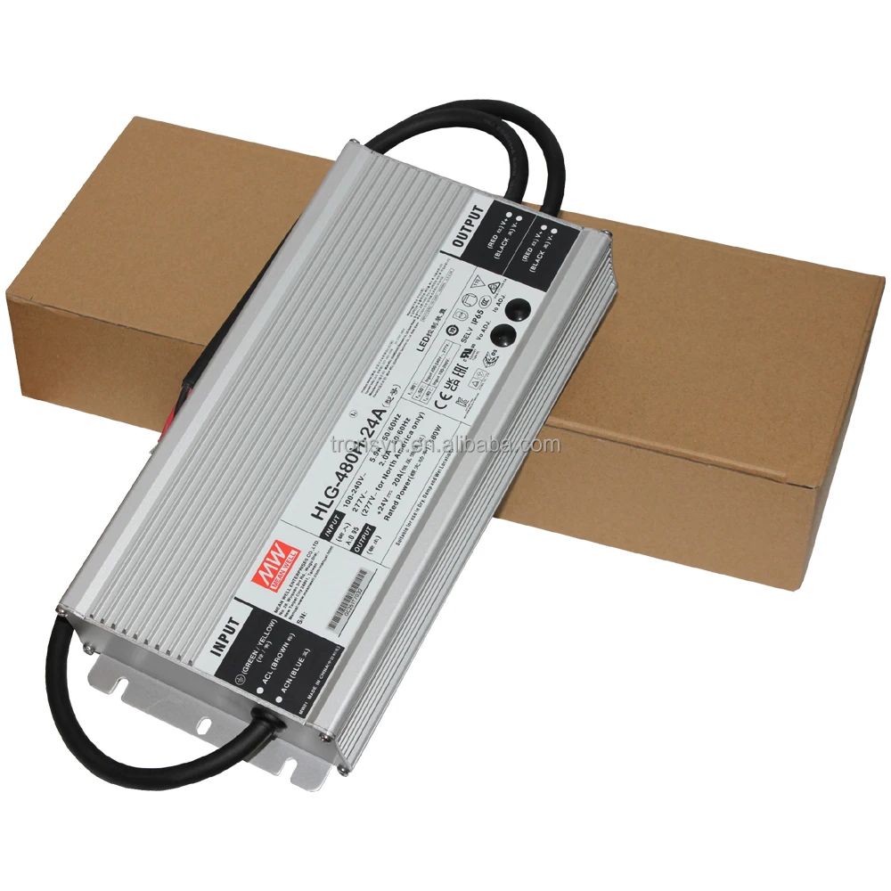 Meanwell HLG-480H-24A 480 Вт постоянное напряжение постоянный ток Светодиодный драйвер Водонепроницаемый IP65 IP67 Открытый Средний источник питания