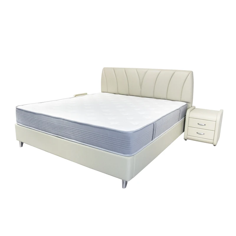 
NIASI New Bedroom Furniture Set Of White real Leather Bed Synthetic Leather Treatment Bed frame 