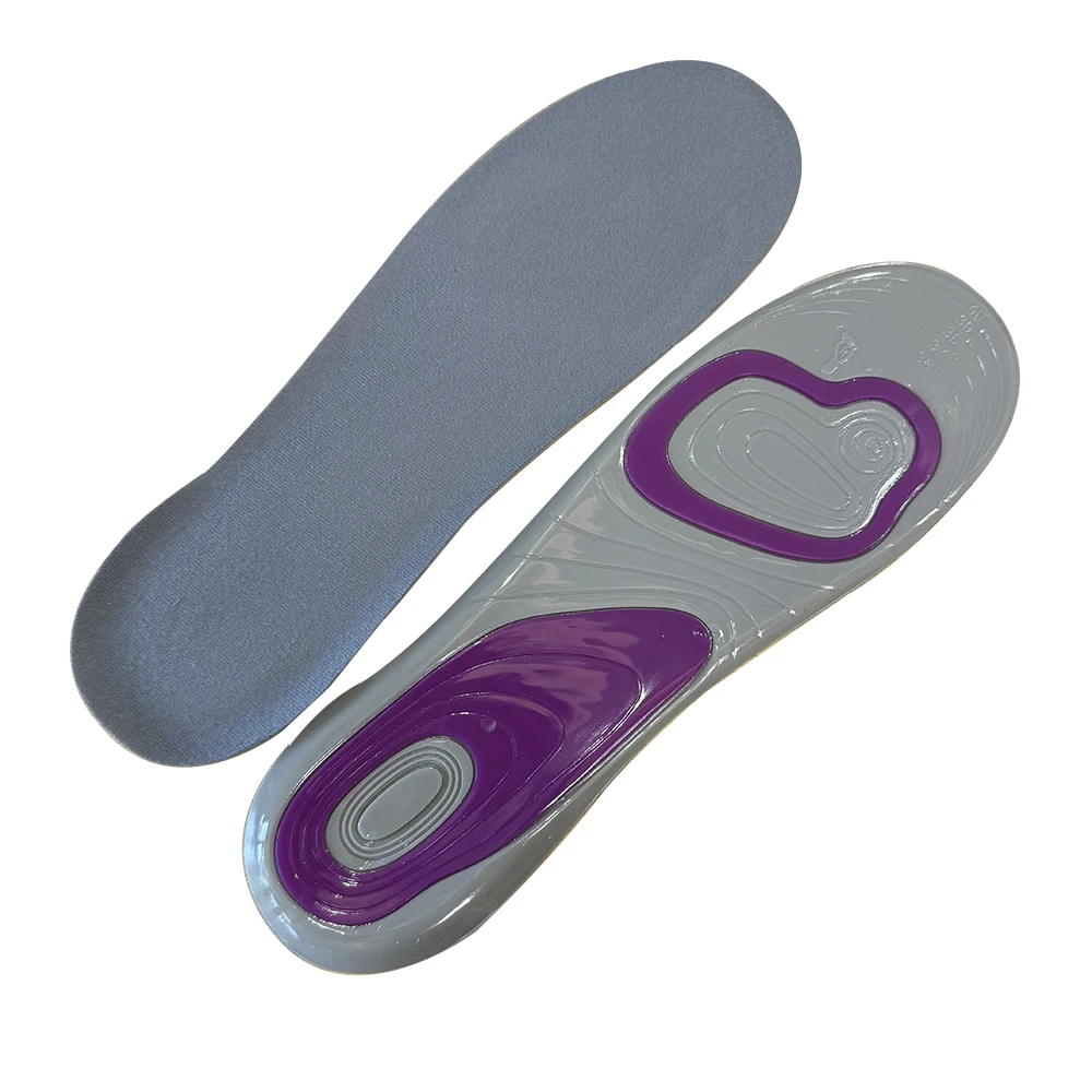 TPE Gel Soft Sports Comfortable Insoles Shock Absorption Foot Pain Relief Gel Silicone Leather Shoe Sports Shoe Insole For Men